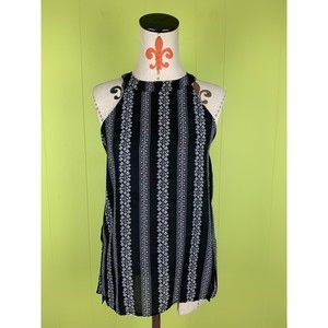 Anthropologie Paper Crane Size S Sleeveless Blouse Floral Lightweight Top Black